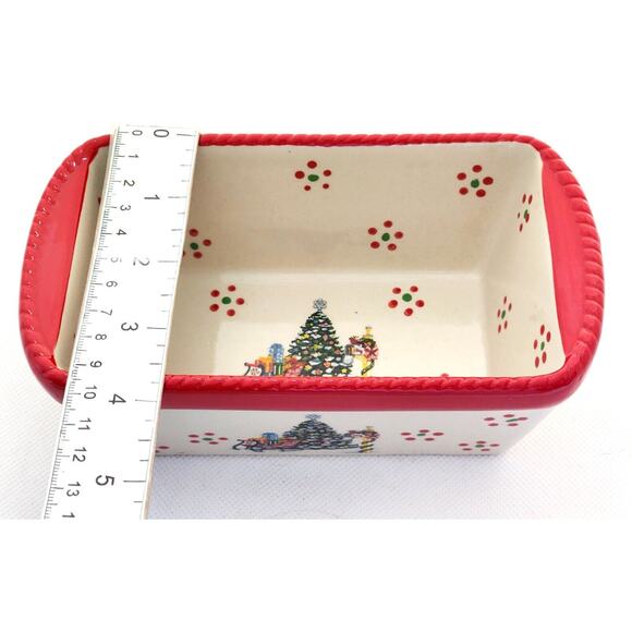 LOAF BAKING DISH-TEMP-TATIONS-Ceramic-Christmas Tree-Holiday Theme-Small - Picture 8 of 9